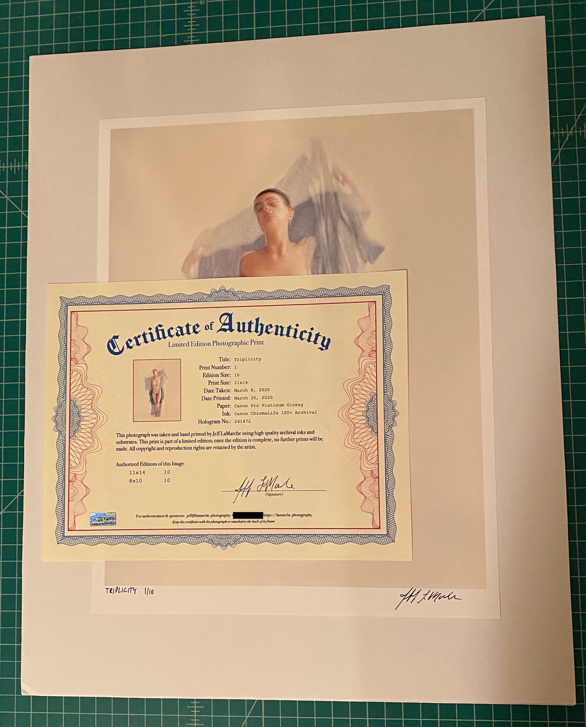 A signed, limited edition print and a certificate of authenticity for that print.